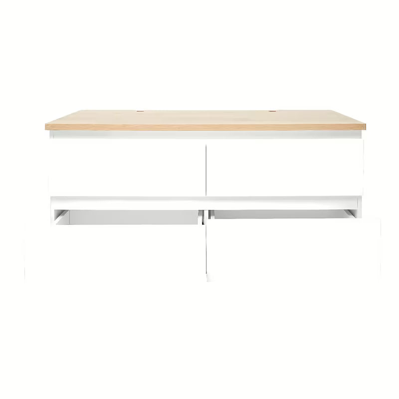 Viseča kopalniška omarica SAT B-Way u sjajnoj bijeloj boji s hrastovom pokrovnom pločom i četiri ladice.