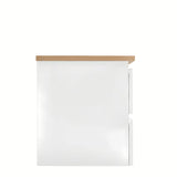 Viseča kopalniška omarica SAT B-Way u sjajnoj bijeloj boji s hrastovom pokrovnom pločom i četiri ladice.