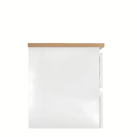 Viseča kopalniška omarica SAT B-Way u sjajnoj bijeloj boji s hrastovom pokrovnom pločom i četiri ladice.