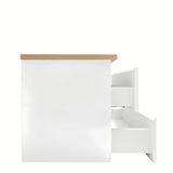 Viseča kopalniška omarica SAT B-Way u sjajnoj bijeloj boji s hrastovom pokrovnom pločom i četiri ladice.