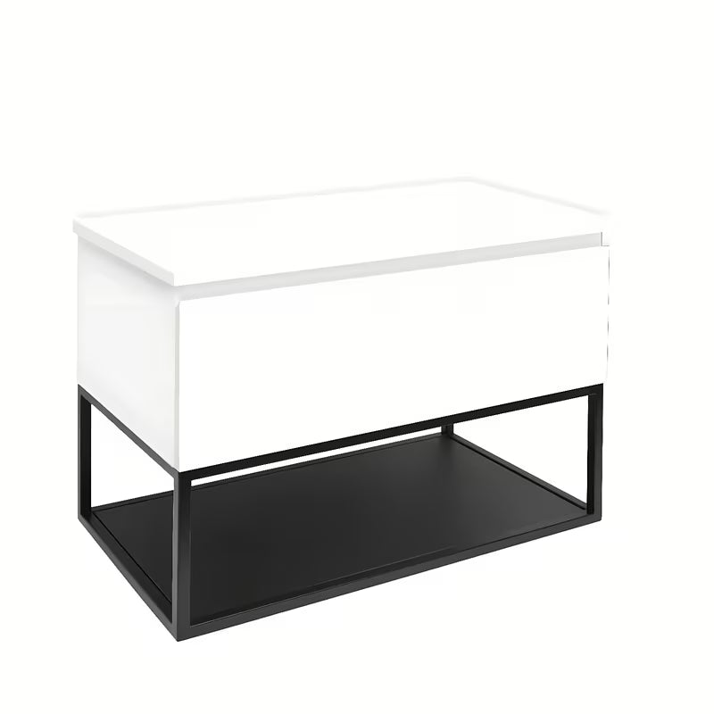 Viseča kopalniška omarica SAT B-Way u bijelom sjaju s pokrivno ploščo i crnim metalnim okvirom