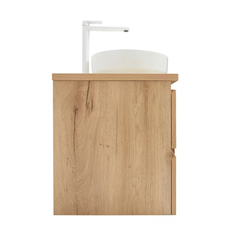 Viseča kopalniška omarica SAT B-Way u dekoru hrasta s mat površinom i dva umivaonika