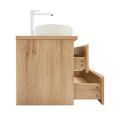 Viseča kopalniška omarica SAT B-Way u dekoru hrasta s mat površinom i dva umivaonika