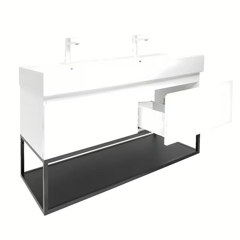 Viseča ormarić SAT B-Way s dvostrukim umivaonikom u sjajnoj bijeloj boji 119x45x30 cm