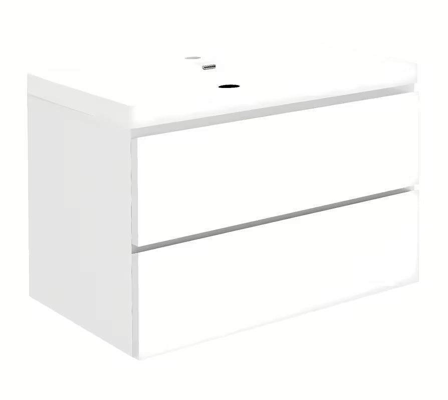 Viseča kopalniška omarica s keramičkim umivaonikom SAT B-Way u bijeloj boji sa sjajnom završnom obradom.