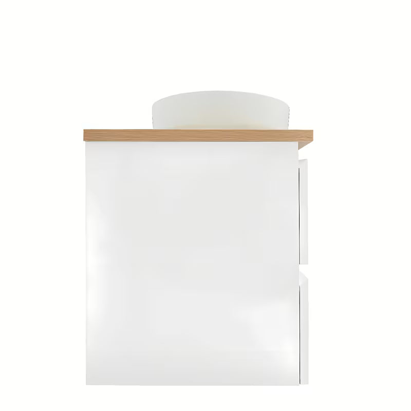 Viseča ormarić s umivaonicima SAT B-Way u sjajno bijeloj boji s pokrivno ploščo u dekoru hrasta