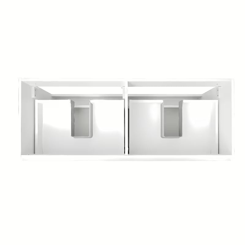 Viseča kopalniška omarica SAT B-Way u sjajno bijeloj boji s hrastovom pločom i dva umivaonika na pult