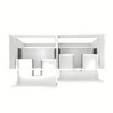 Viseča kopalniška omarica SAT B-Way u sjajno bijeloj boji s hrastovom pločom i dva umivaonika na pult