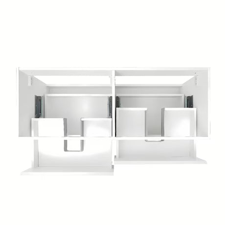 Viseča kopalniška omarica SAT B-Way u sjajno bijeloj boji s hrastovom pločom i dva umivaonika na pult