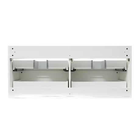 Viseča kopalniška omarica SAT B-Way u sjajno bijeloj boji s hrastovom pločom i dva umivaonika na pult