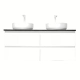 Viseča kopalniška omarica s umivaonicima SAT B-Way u sjajno bijeloj boji s pločom od umjetnog kamena