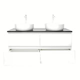 Viseča kopalniška omarica s umivaonicima SAT B-Way u sjajno bijeloj boji s pločom od umjetnog kamena