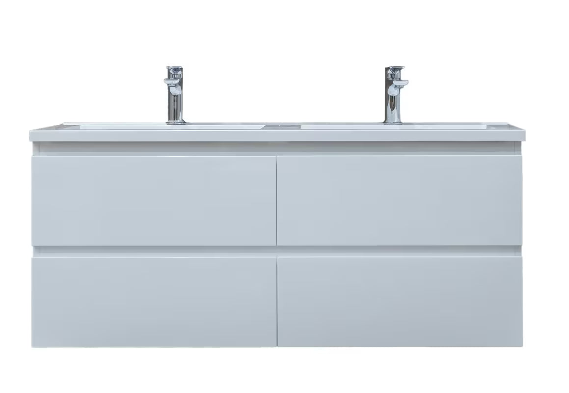 Viseča kopalniška omarica SAT B-Way s umivaonikom od lijevanog mramora u bijelom sjaju