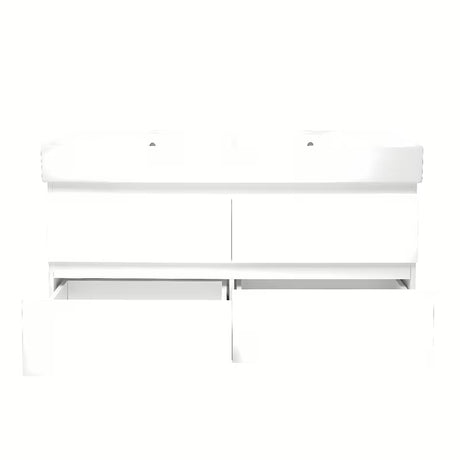 Viseča kopalniška omarica z dvojnim umivalnikom SAT B-Way u bijeloj boji s četiri ladice