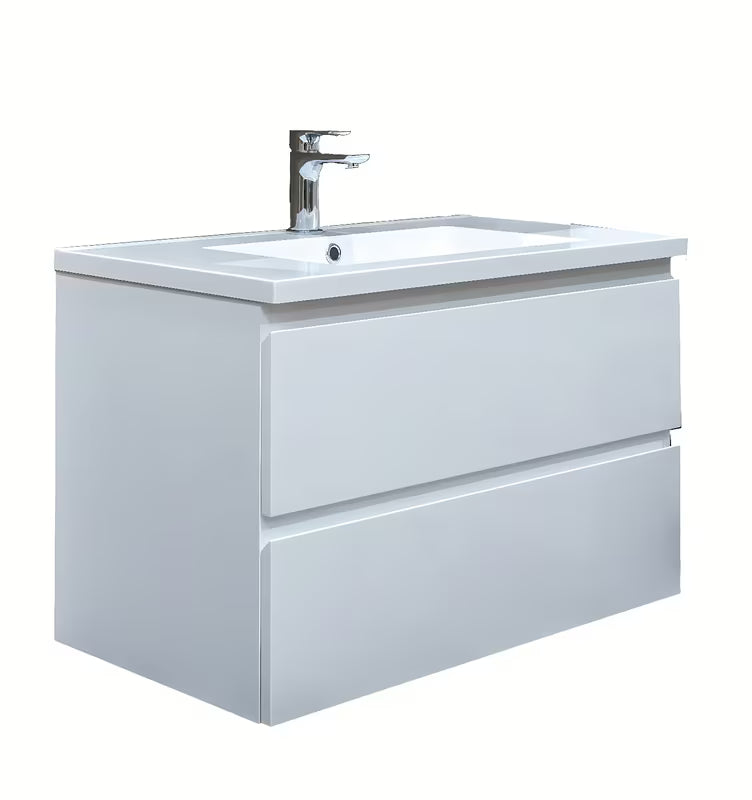 Viseča kopalniška omarica SAT B-Way s umivaonikom od lijevanog mramora u bijelom sjaju