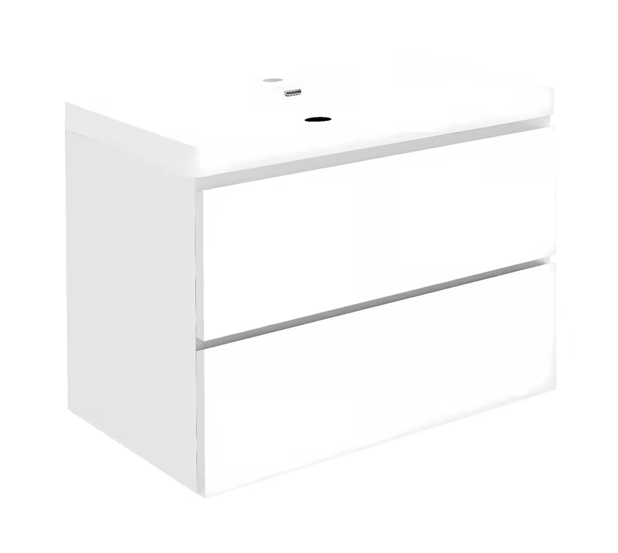 Viseča kopalniška omarica s keramičkim umivaonikom SAT B-Way u bijelom sjaju