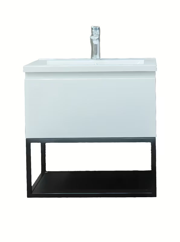 Viseča kopalniška omarica SAT B-Way s umivaonikom od lijevanog mramora u sjajnoj bijeloj boji