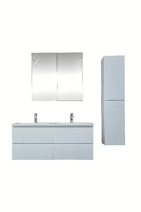 Viseča kopalniška omarica z umivalnikom SAT B-Way u bijelom sjaju s ladicama i zrcalom