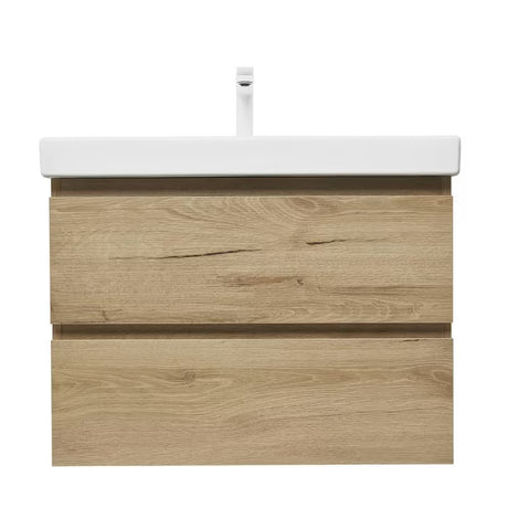 Viseča kopalniška omarica s keramičkim umivaonikom SAT B-Way u dekoru hrasta, mat izvedba