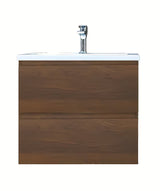 Viseča kopalniška omarica SAT B-Way s umivaonikom od lijevanog mramora u dekoru oraha