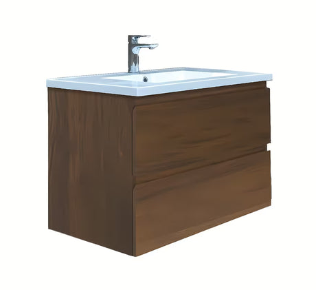 Viseča kopalniška omarica SAT B-Way s umivaonikom od lijevanog mramora u dekoru oraha