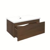 Viseča kopalniška omarica s keramičkim umivaonikom SAT B-Way u dekoru oraha s mat završnom obradom