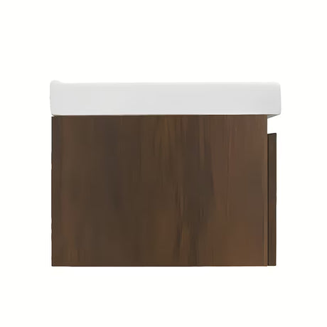 Viseča kopalniška omarica s keramičkim umivaonikom SAT B-Way u dekoru oraha s mat završnom obradom