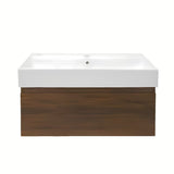 Viseča kopalniška omarica s keramičkim umivaonikom SAT B-Way u dekoru oraha