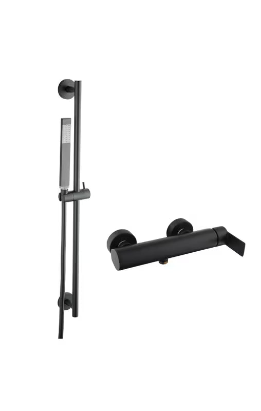 Mat crna enoročna armatura za tuš SAT B-Way pro za zidnu montažu, modernog dizajna.