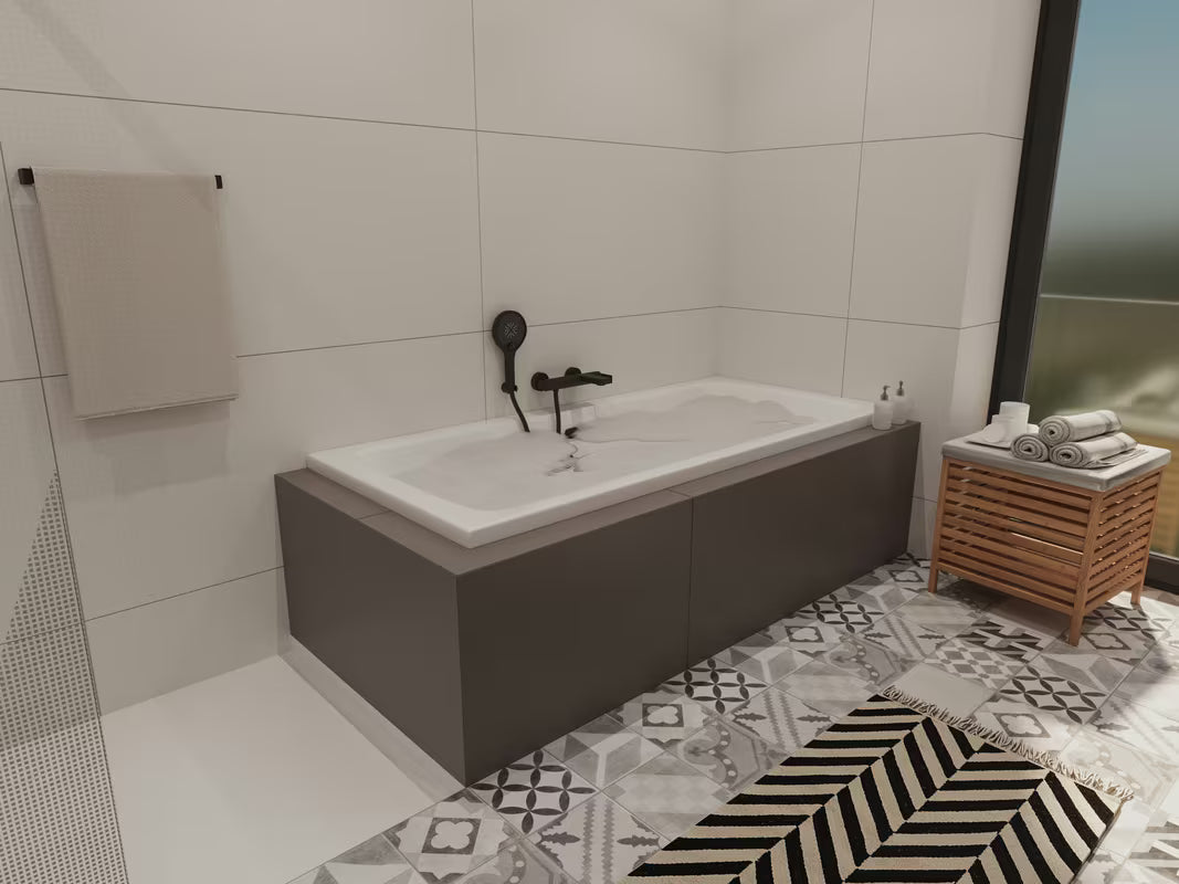 Enoročna za kadu i armatura za tuš SAT od Paffoni B-Way u mat crnoj boji