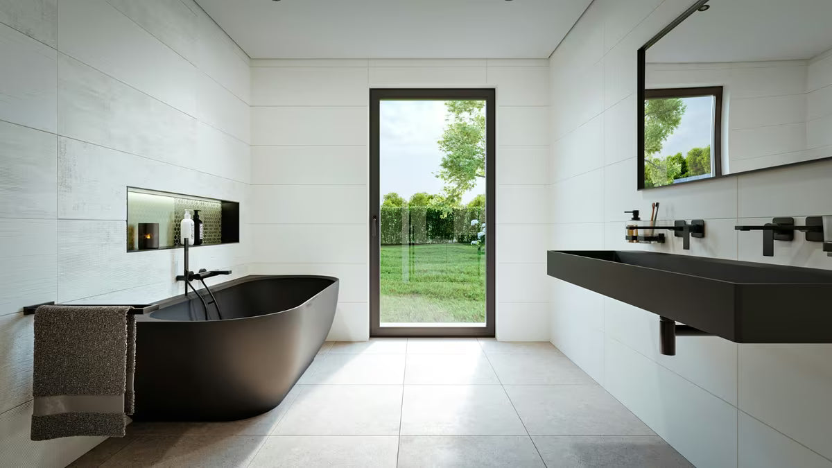 Komplet za Kad SAT B-Way u mat crnoj boji s ručnim tušem, zidnim držačem i crijevom 1,5 m.