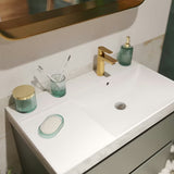Samostoječi  WC ščetka SAT Boho v zeleni izvedbi z zlatim elementom