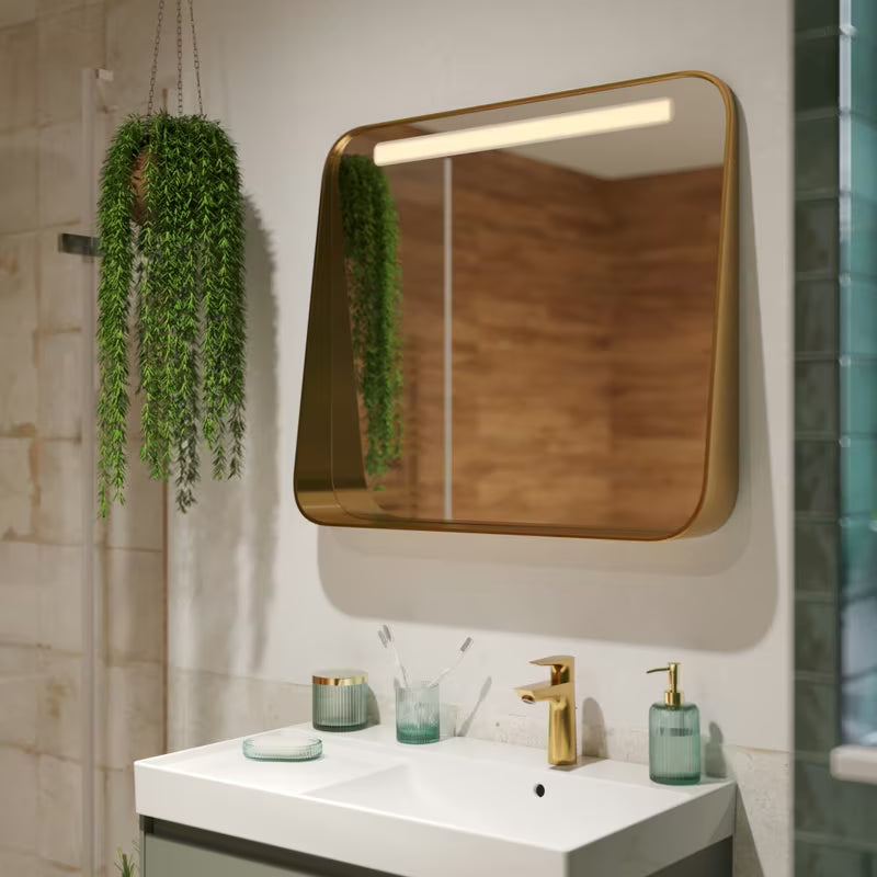 Samostoječi  WC ščetka SAT Boho v zeleni izvedbi z zlatim elementom