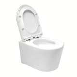 Viseča WC Školjka SAT Brevis v beli barvi s wc desko mehko Zapiranje Soft Close in skritim pritrjevanjem.