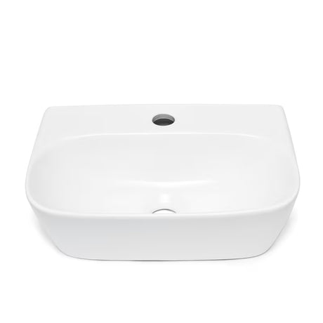Belo keramično umivalnik SAT Brevis 43x30 cm brez preliva z odprtino pro za armaturo