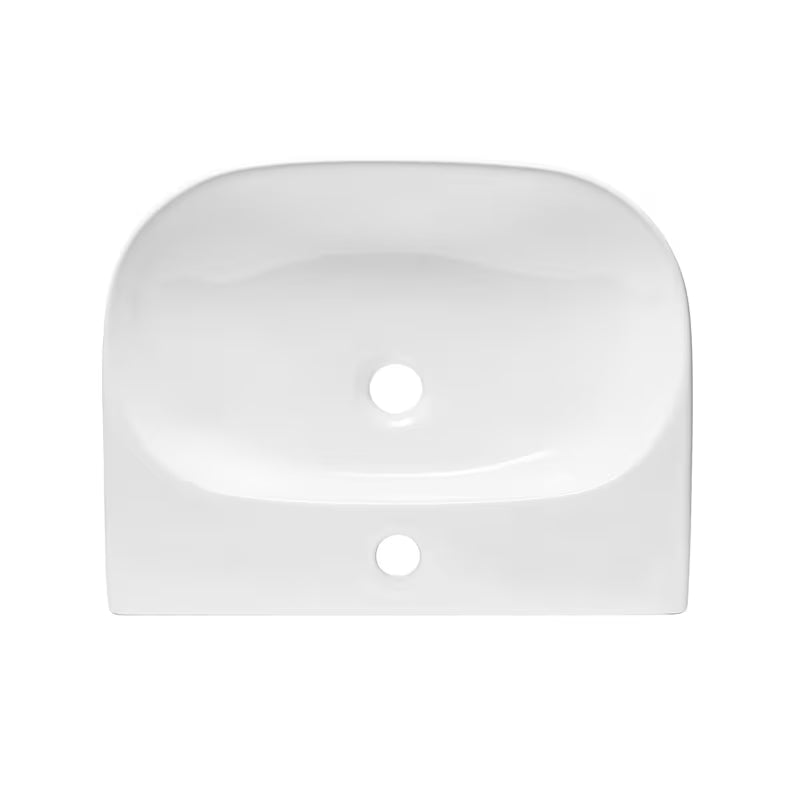 Belo viseče keramični umivalnik SAT Brevis 50x38,5 cm brez preliva z odprtino pro za armaturo.