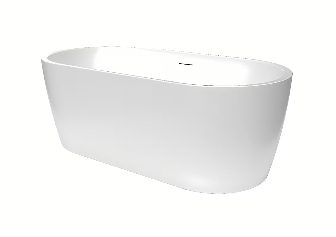Samostoječi  akrilna kad SAT Brevis 160x80 cm v beli izvedbi, primerna do stene tudi za postavitev v prostor.
