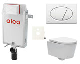Viseči WC set SAT Brevis s podometnim splakovalnikom, tipko za splakovanje in sedežem mehko Zapiranje Soft Close
