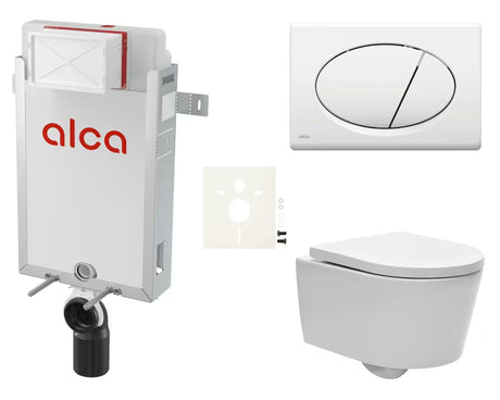 Viseči WC set SAT Brevis s podometnim splakovalnikom, tipko za splakovanje in sedežem mehko Zapiranje Soft Close