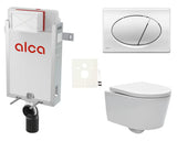 Viseči WC set SAT Brevis z modulom Alca za vzidavo, tipko, zvočnoizolacijsko podlogo in WC-desko mehko Zapiranje Soft Close