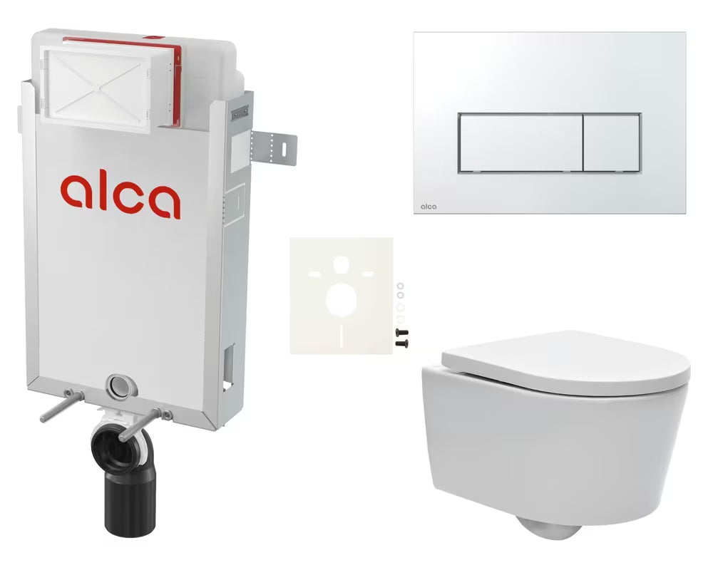 Viseči WC set SAT Brevis s podometnim modulom Alca in duroplast WC-desko mehko Zapiranje Soft Close