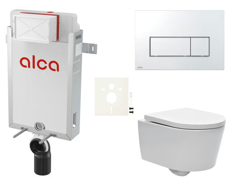 Viseči WC set SAT Brevis s podometnim modulom Alca in duroplast WC-desko mehko Zapiranje Soft Close