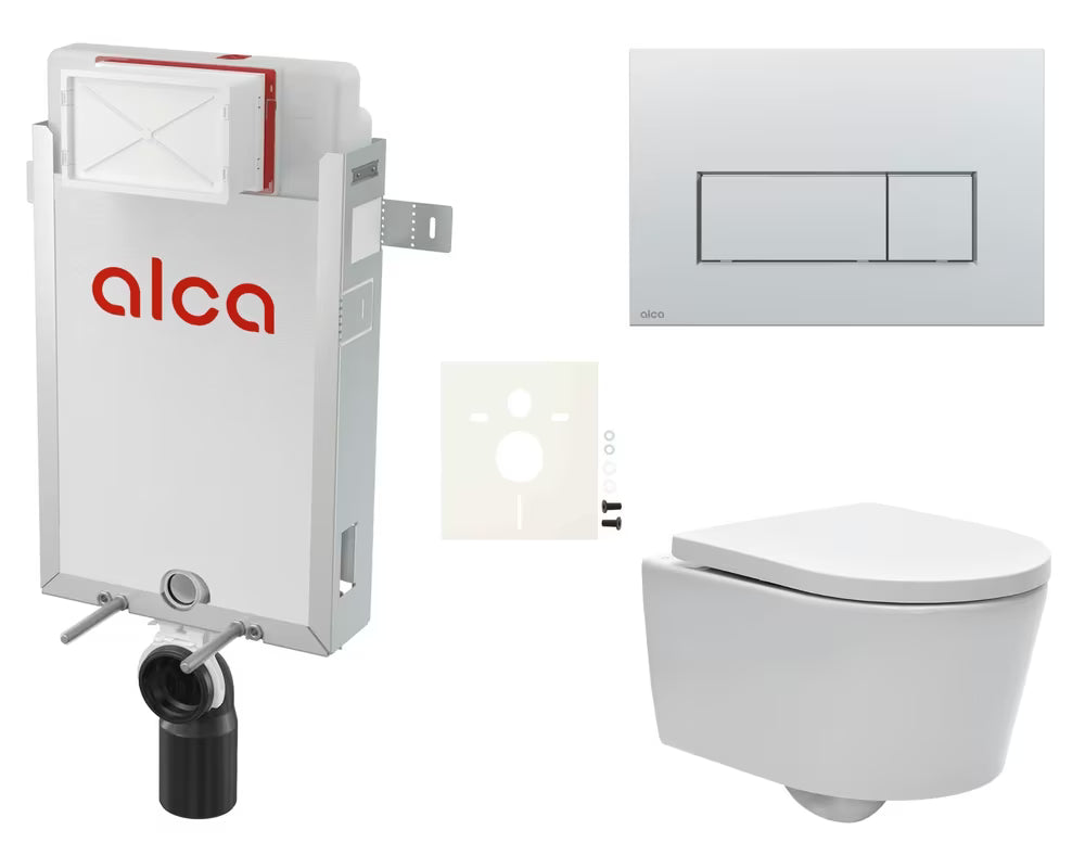 Viseči WC set SAT Brevis s podometnim modulom Alca in aktivirno tipko
