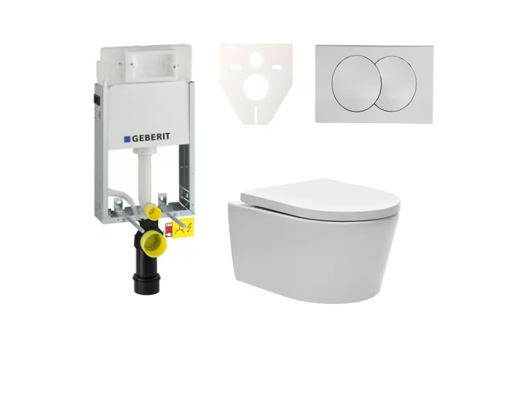 Viseči WC set SAT Brevis s podometnim kotličkom Geberit in splakovalno tipko
