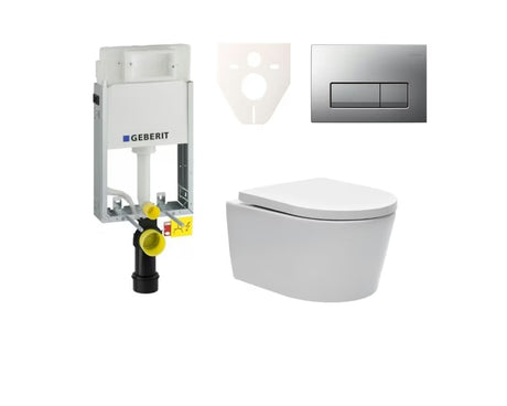 Viseči WC set SAT Brevis s podometnim modulom Geberit Kombifix in aktivacijsko tipko