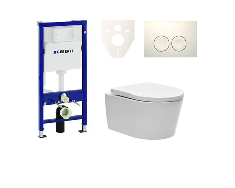 Viseči WC set SAT Brevis s podometnim modulom Geberit Duofix, aktivirno tipko in sedežem mehko Zapiranje Soft Close