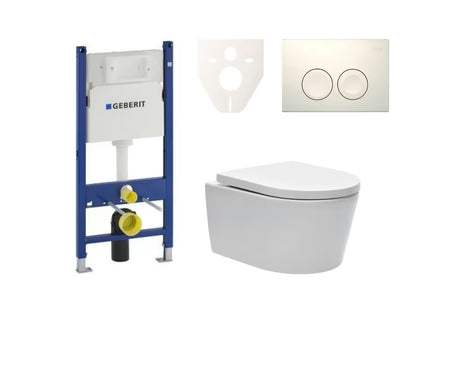 Viseči WC set SAT Brevis s podometnim splakovalnikom Geberit Delta in tipko za splakovanje