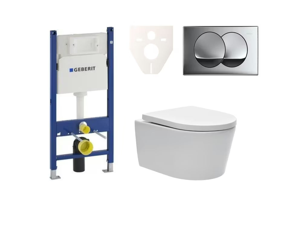 Viseči WC set SAT Brevis s podometnim splakovalnikom Geberit Delta in tipko za splakovanje