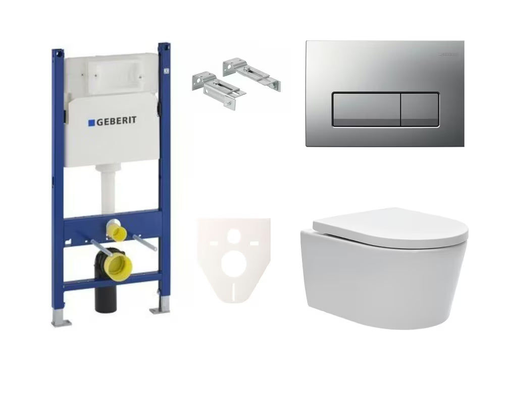 Viseči WC set SAT Brevis s podometnim splakovalnikom Geberit Delta in tipko za splakovanje