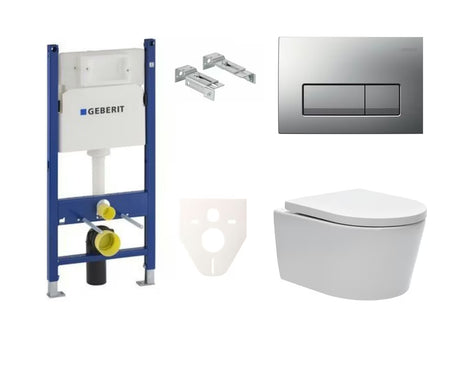Viseči WC set SAT Brevis s podometnim splakovalnikom Geberit Delta in tipko za splakovanje